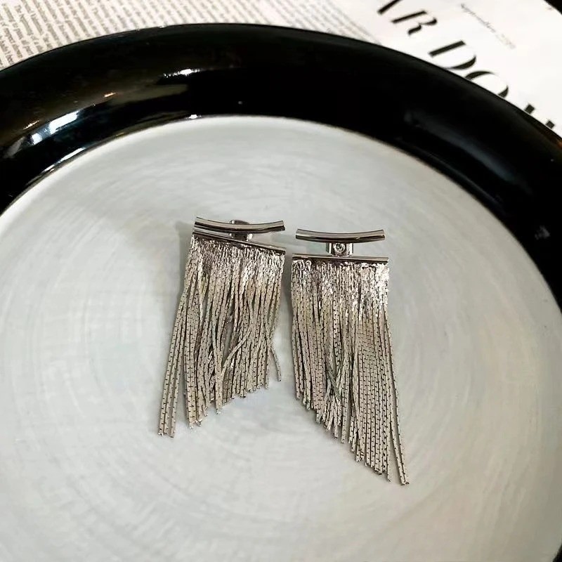 Gold Tassel Drop Earrings Women Elegant Dangle Party Wedding Jewelry Gift