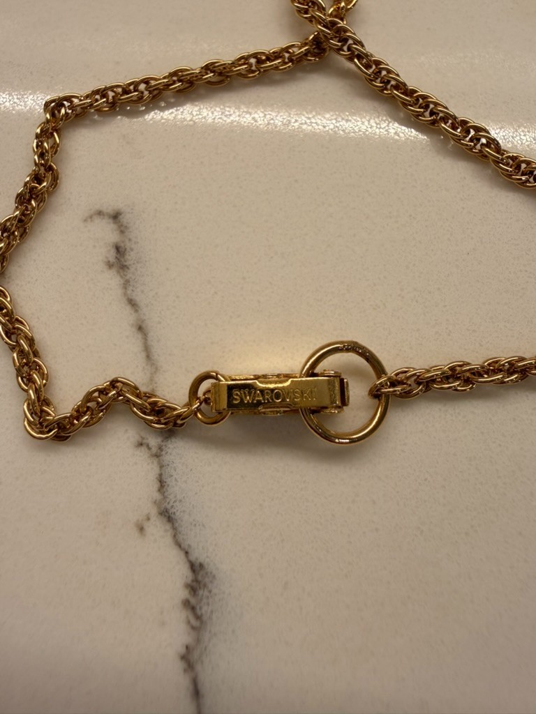 Vintage Swarovski 20″ Gold-Plated Puffy Heart Crystal Necklace 1502315 Retired!