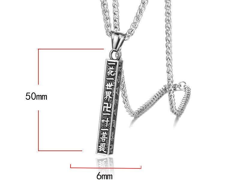 Men Women Boy Buddhist Lucky Protection Amulet Pendant Stainless Steel Necklace