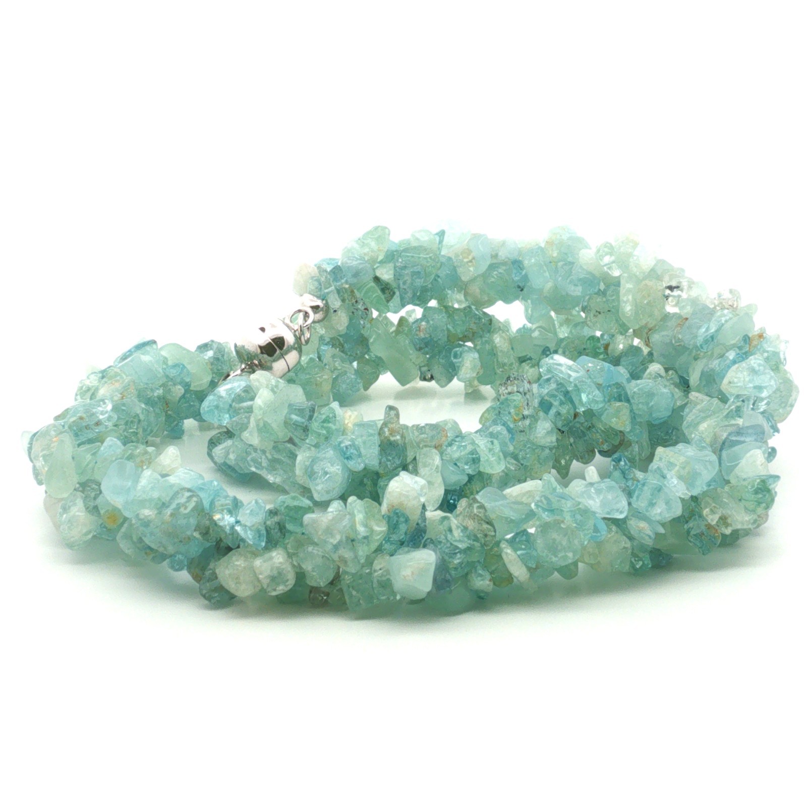 Natural Milky Aquamarine Uncut Chip Necklace 45cm 925 Sterling Silver Rhodium
