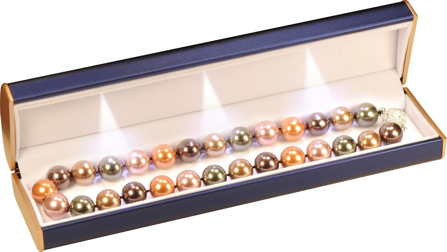 “Three LED Lights Black Bracelet Box Luxury PU Leather Dome Top Designed with Go
