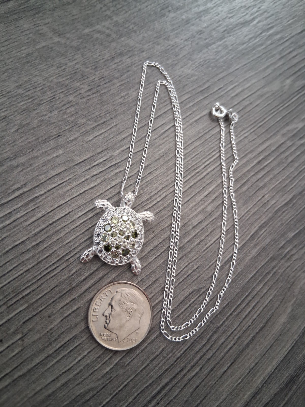 cadena y tortuga con zirconia plata 925 18″ de larga.