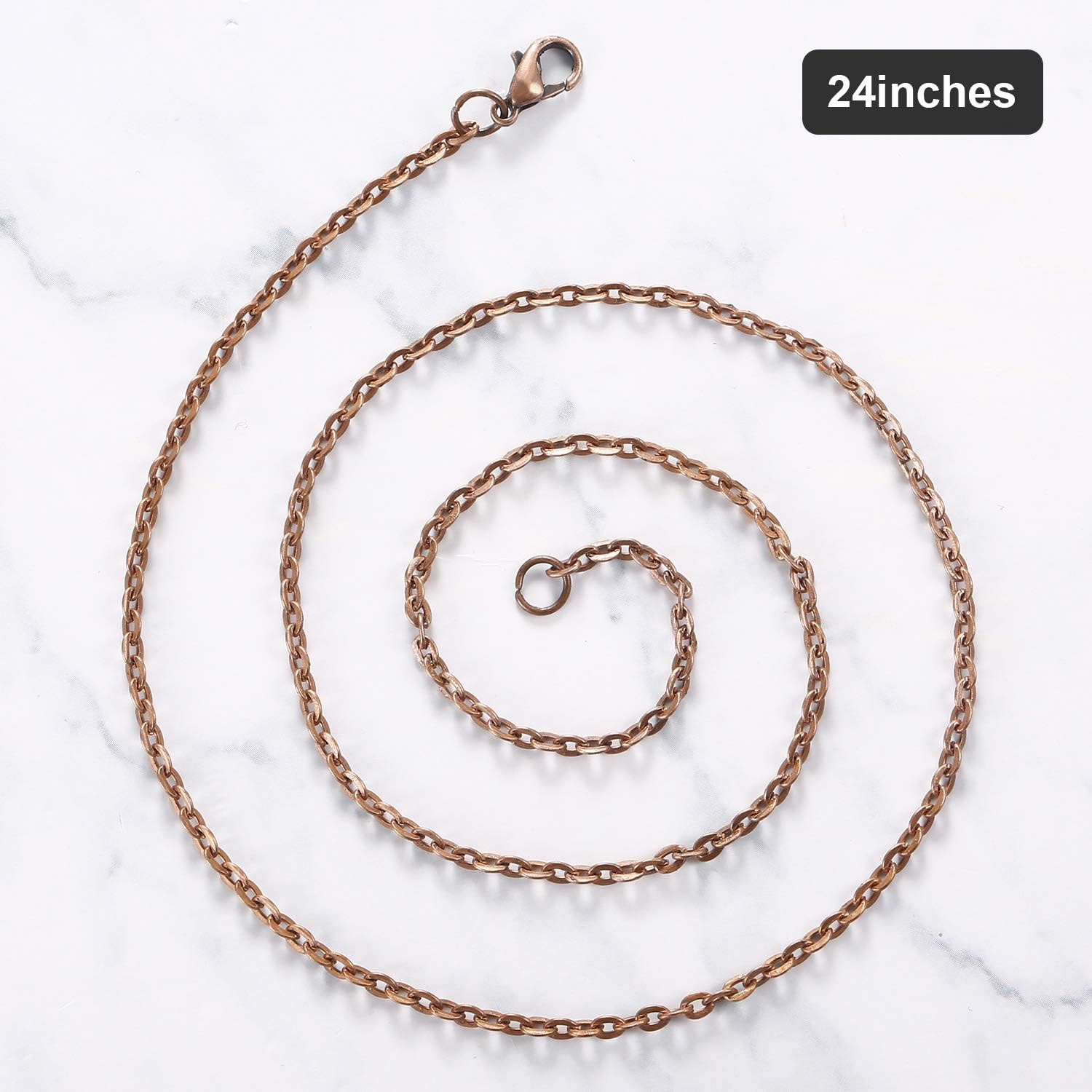 24 Pack Antique Red Copper Cable Chain Necklace Twisted Link Chain for Jewelry M