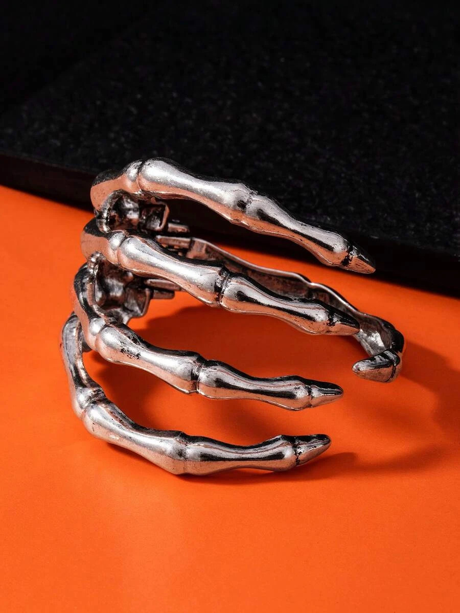 1pc Skeleton Hand Cuff Bracelet Gothic Claw Bangle Halloween Jewelry