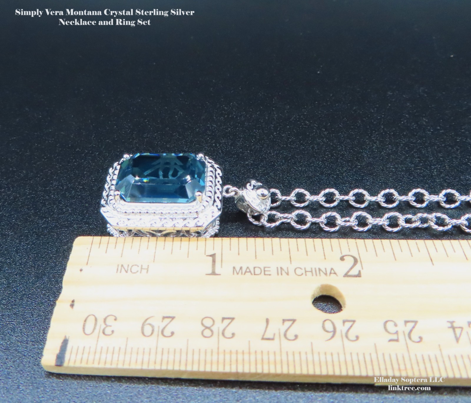 Simply Vera by Vera Wang Sterling Silver Montana Crystal Necklace and Ring set