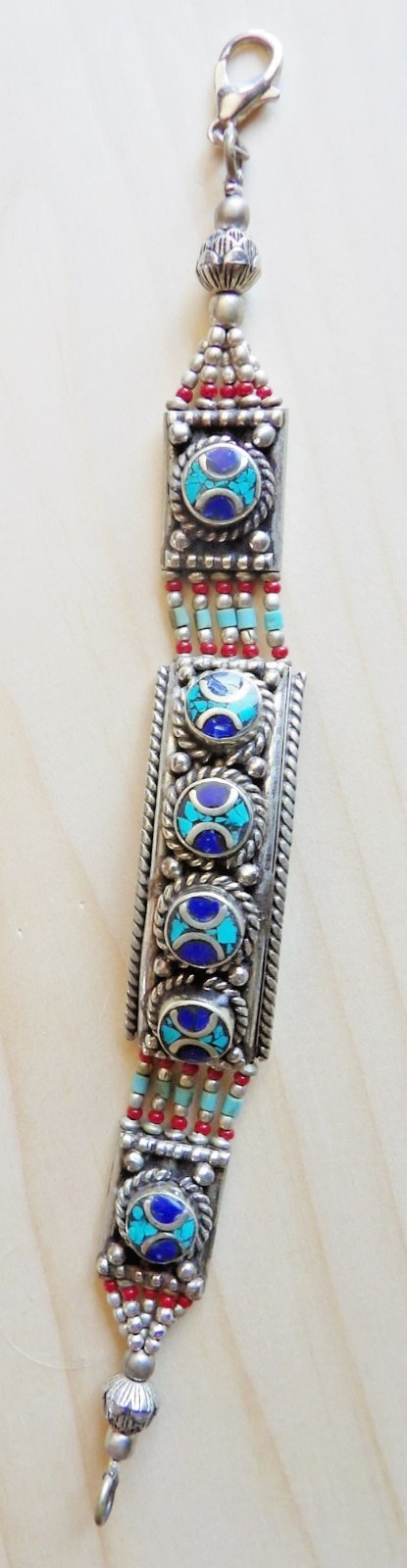 Bracelet Natural Lapis Lazuli Coral Gemstone Handmade Beaded Tibetan Jewelry