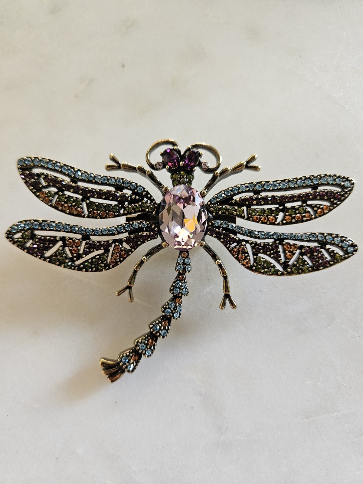 Heidi Daus Dragonfly Trembling Brilliance Crystal Brooch Pin NEW In Box Beauty