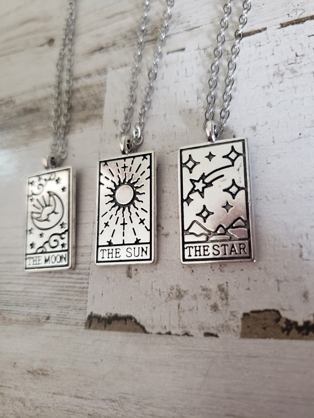 Tarot necklace fortune card sun moon stars jewelry gift past