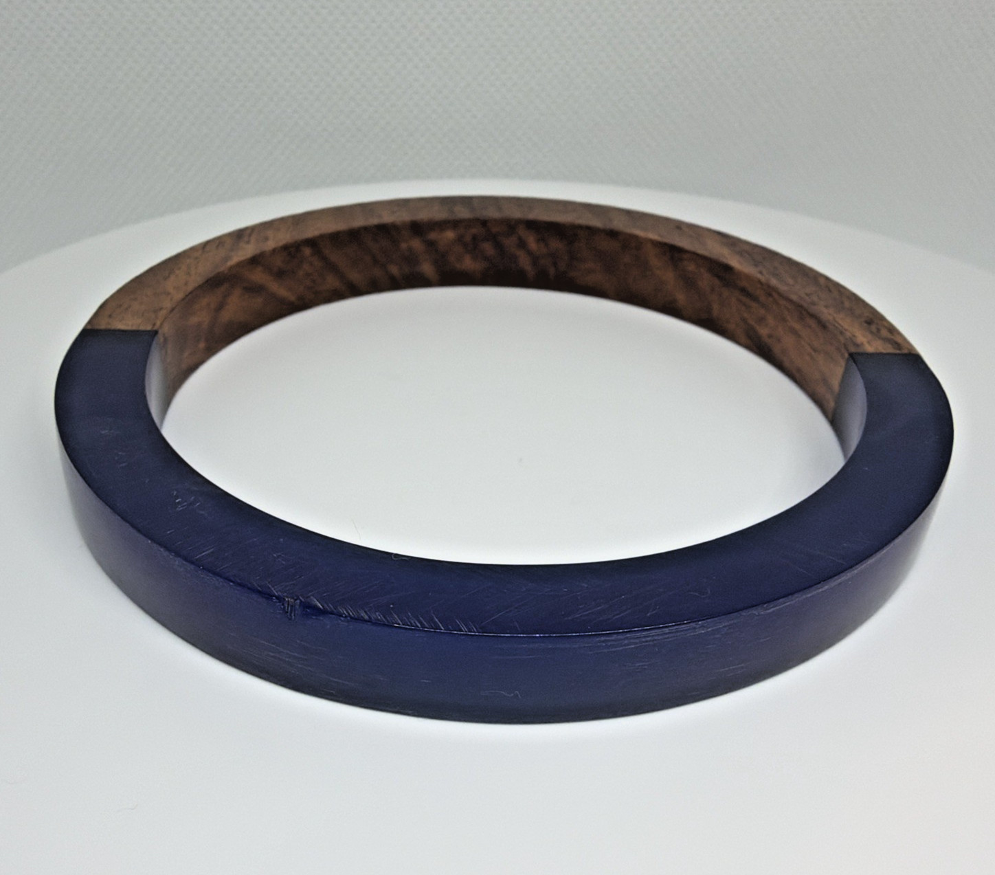 Mod Retro Wood & Resin Bangle Bracelets Stackable Mid-Century Style Set of 4