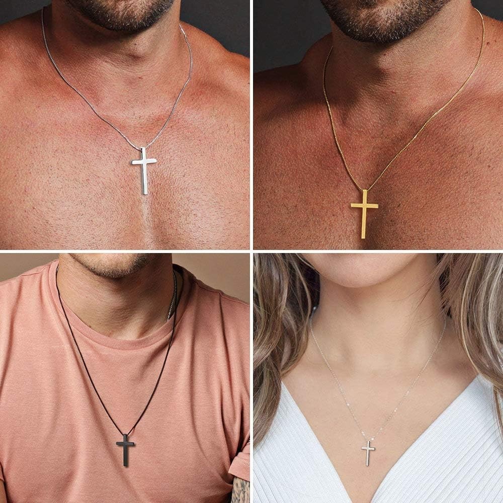 Stylish Cross Pendant Necklace for Men – Hypoallergenic Steel – 16 to 30 Inch