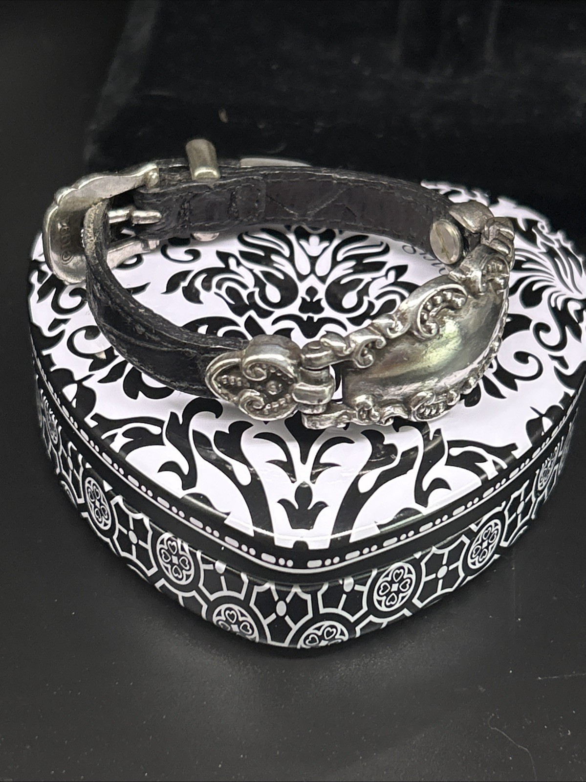 Vintage Brighton Bracelet Medallion Buckle in Heart Shaped Gift Tin 9”