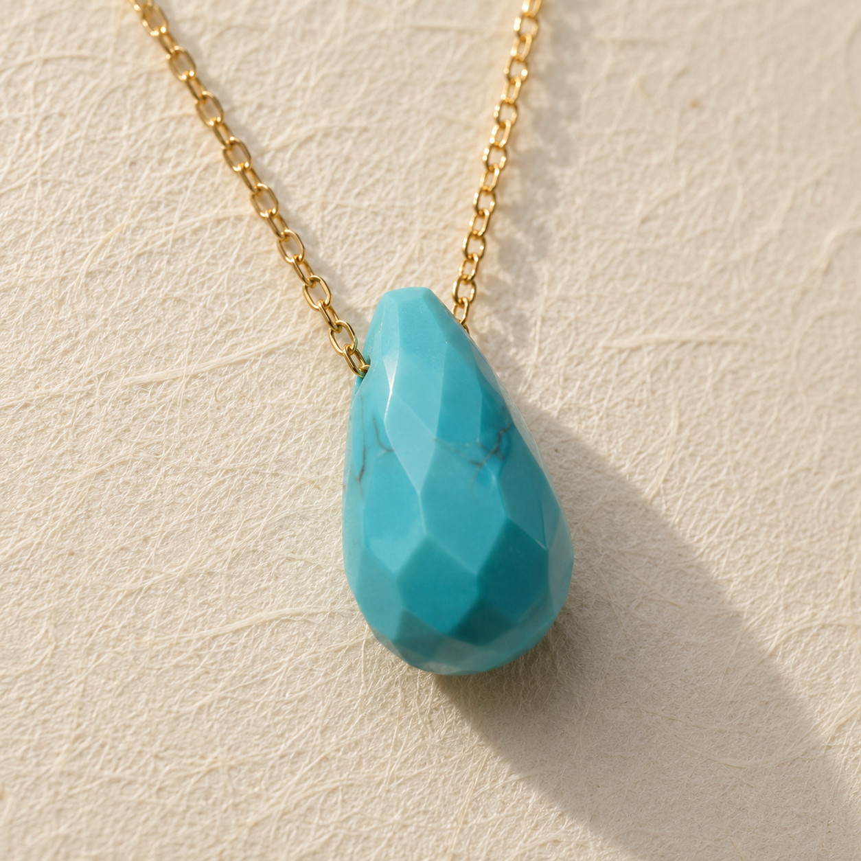 Natural Turquoise Water Drop Necklace | 18K Gold Plated | Dainty Protection