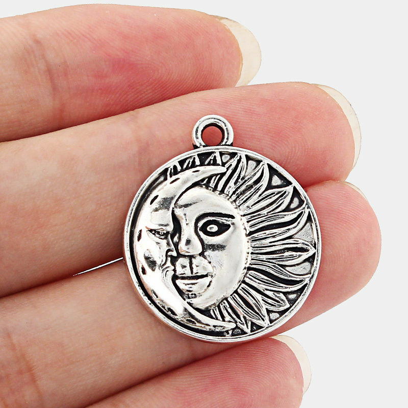 MOON SUN Celestial pendant charm Sterling Silver 925 22″ necklace female women