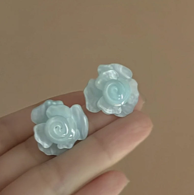 1pair Acrylic Camellia Flower Stud Earrings Women Party Jewelry – NEW