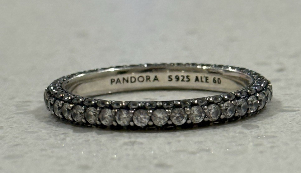 NEW Genuine Pandora Sterling Silver Timeless Pave Single-Row Ring Size 60 / 9