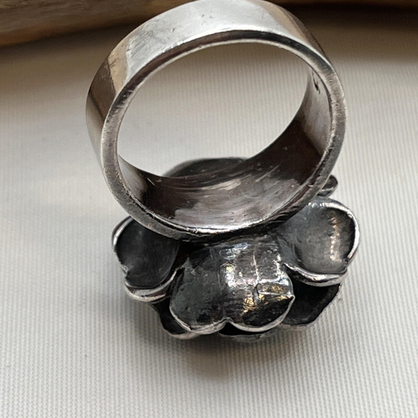 Sterling Silver 925 Chunky 3D Rose Flower Statement Ring Size 4.5 Vintage