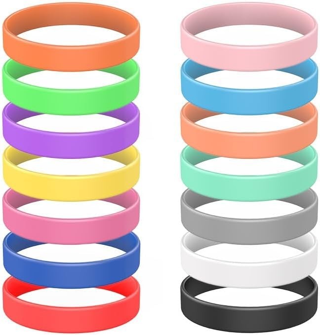 Versatile 14 Pcs Rubber Bracelets – Comfort-Fit Wristbands for Every Occasion