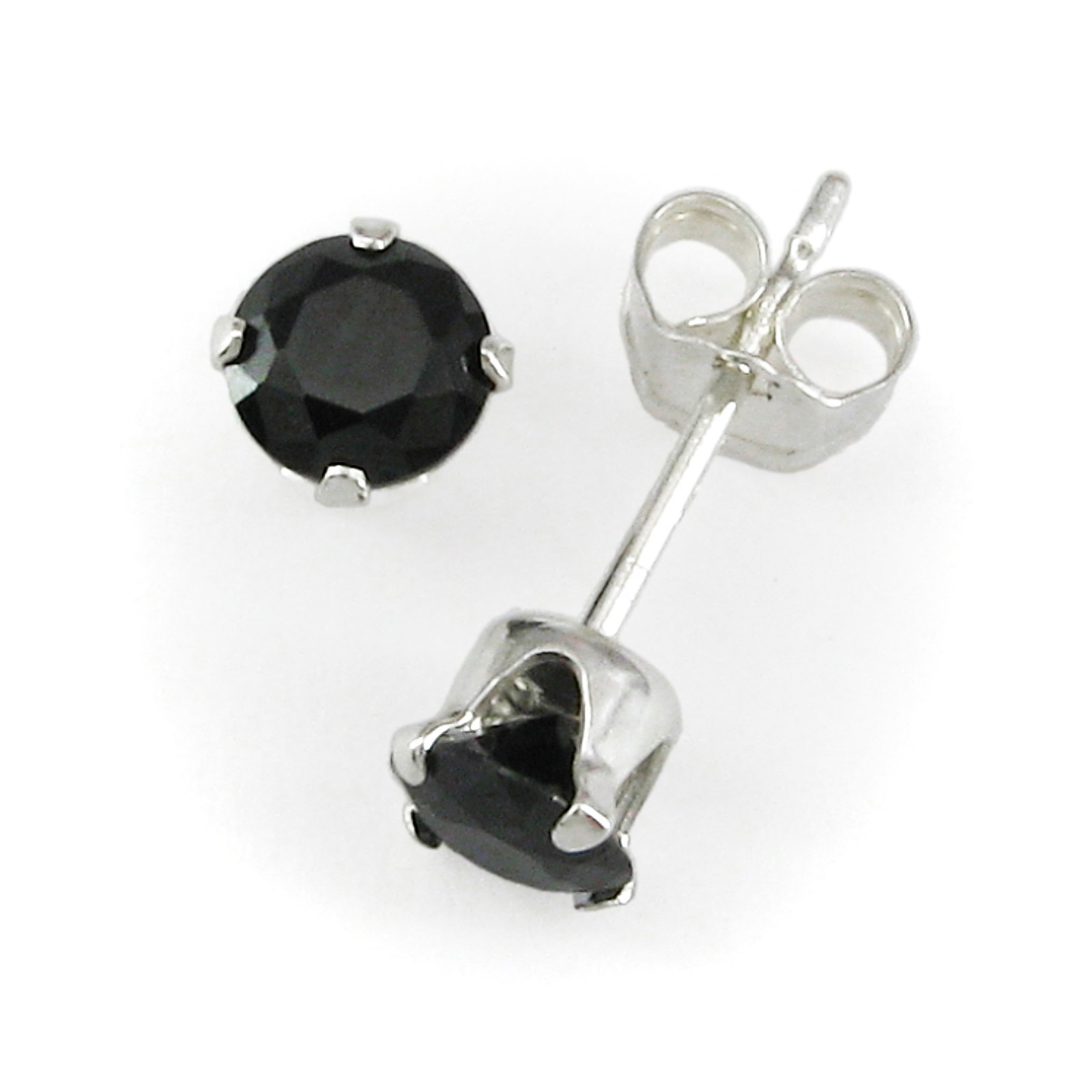 4mm Round Onyx Simulant Post Earrings – 925 STERLING SILVER – NEW!