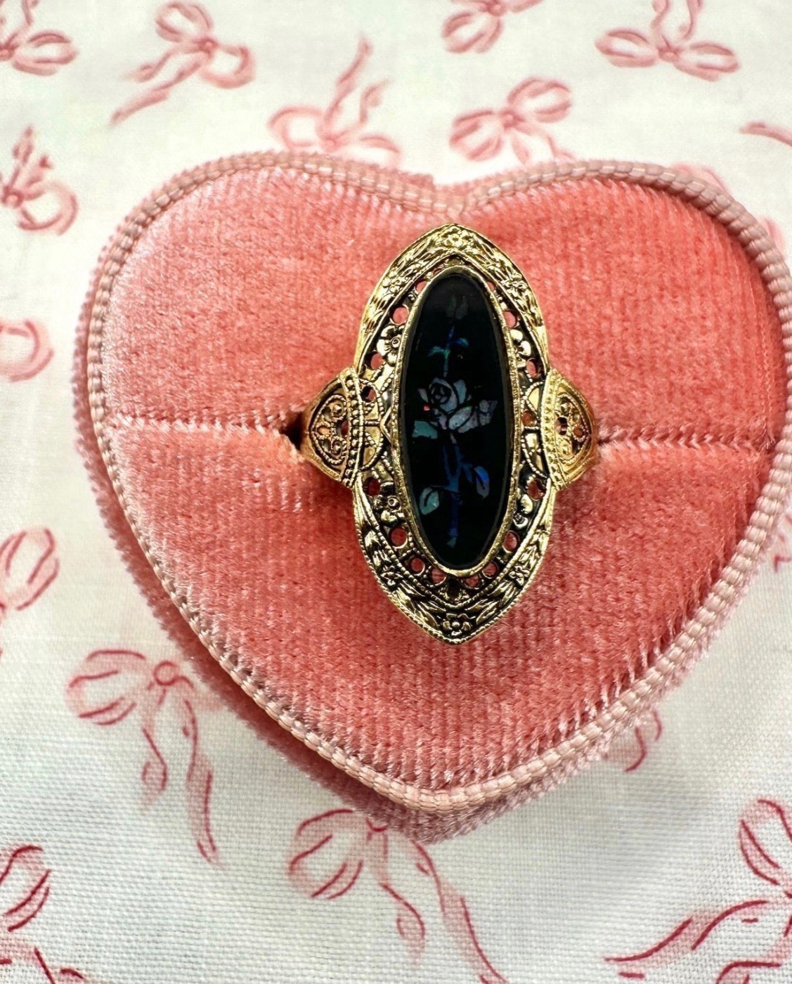 Vintage Victorian Uncas Filigree Floral Ring size 8.75.