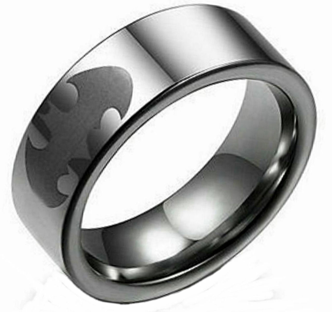 DC COMICS BATMAN ETCHED LOGO Stainless Steel BAND RING SIZE 11