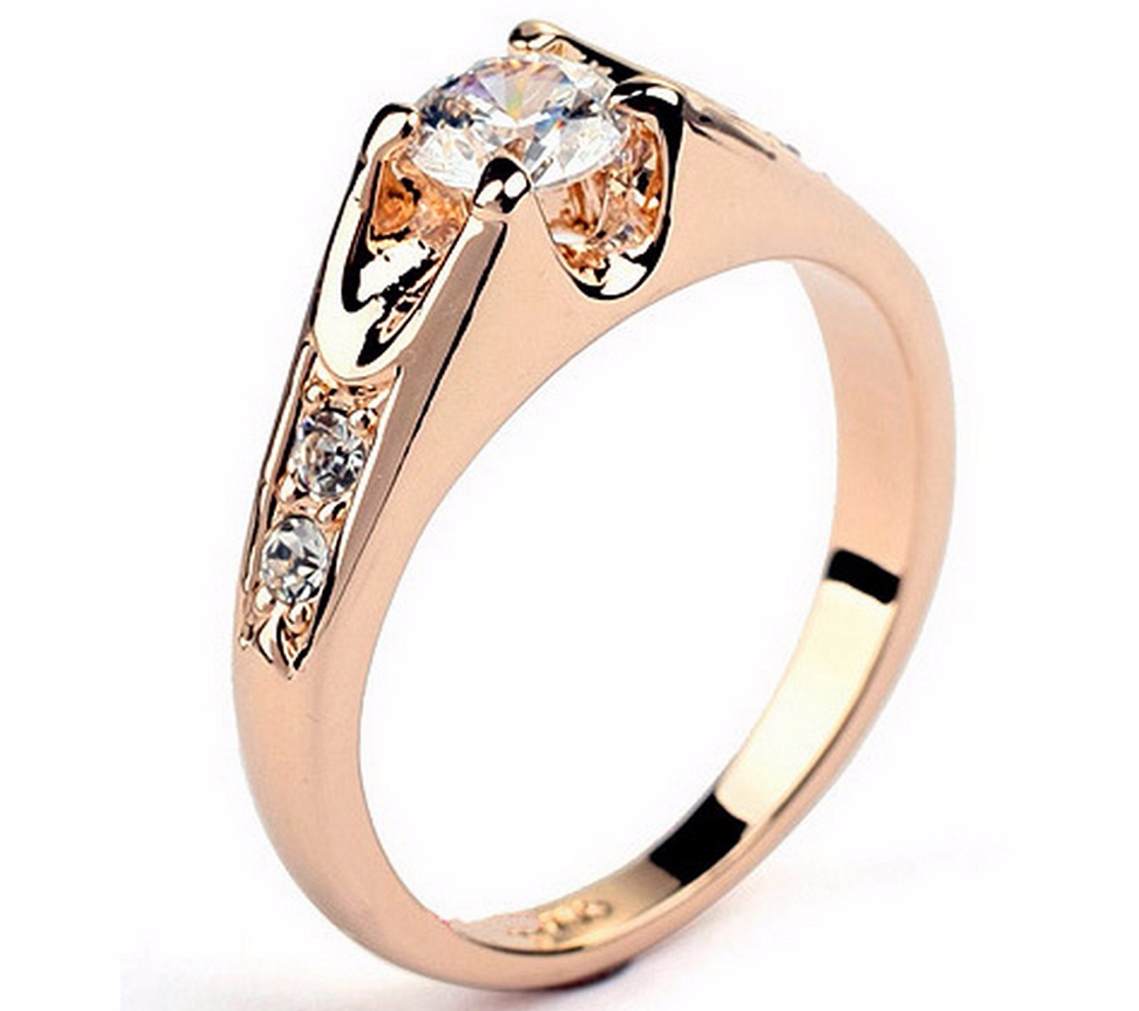 LADY’S 18k ROSE GOLD PLATED CZ WEDDING/ENGAGEMENT RING. SIZE 5 3/4 & SIZE 6 1/2