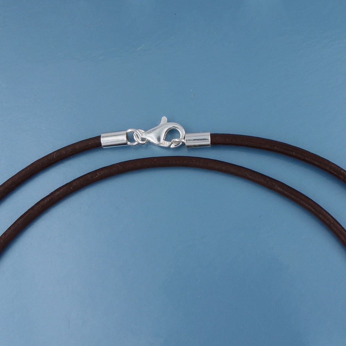 Solid Sterling Silver 2mm Genuine Leather Cord Necklace w/Lobster Clasp [12-40″]