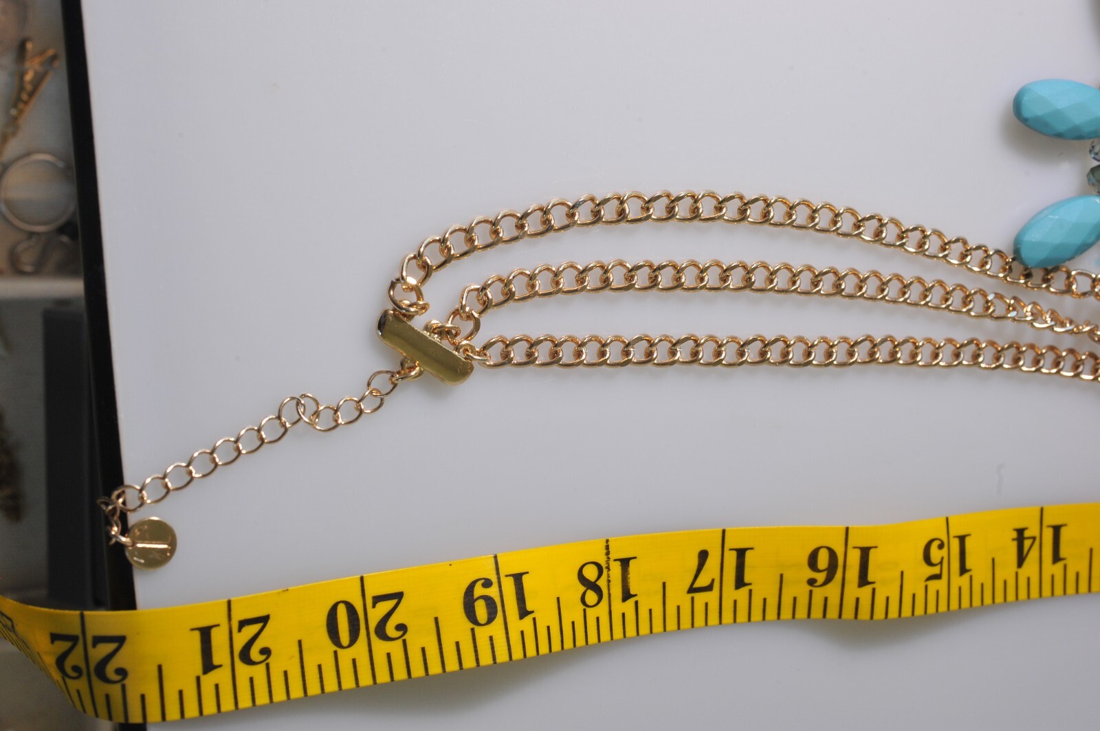 TALBOTS gold tone BLUE ab turquoise LAYERED NECKLACE Statement N4