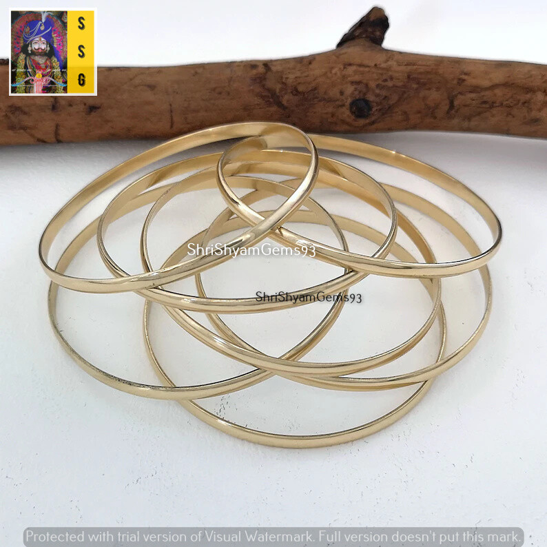 7 Set of Solid Brass Bangle Bracelet, Stacking Bangle Semanario Woman bangle