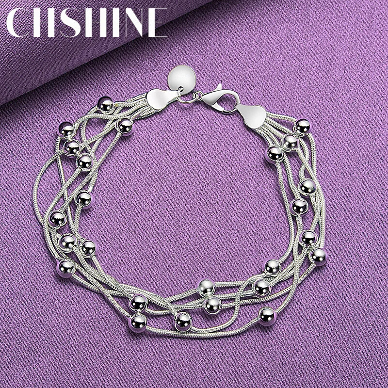 CHSHINE 925 Sterling Silver Five Snake Chain Bracelet Fashion Charm Jewelry