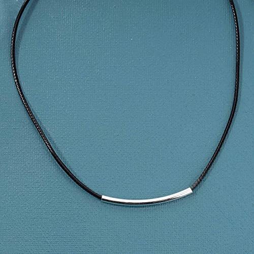 Boho Bar Suede Choker Necklace Black Leather Necklace Chain Silver Bar Choker