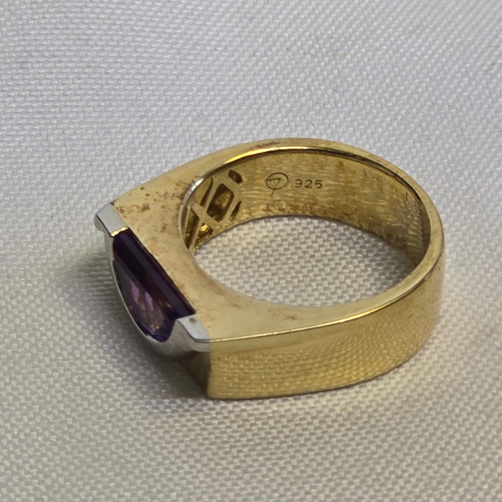 Sterling Silver Gold Vermeil Ring 9.61g Jewelry Size 10 Amethyst Color *READ*
