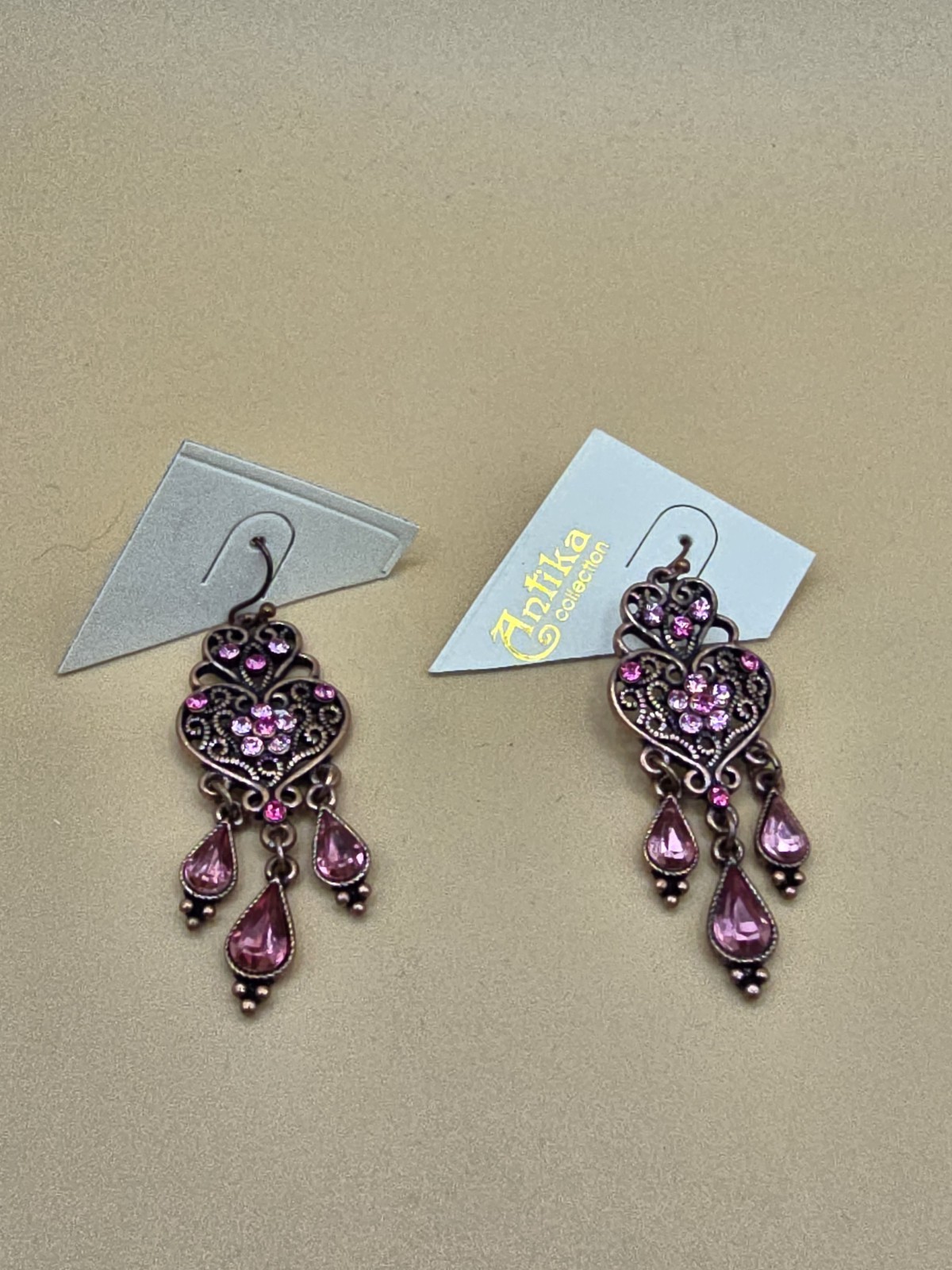 Antika Earrings Ear Dangle Stone Women New Fashion Blooming Pink Victorian Look