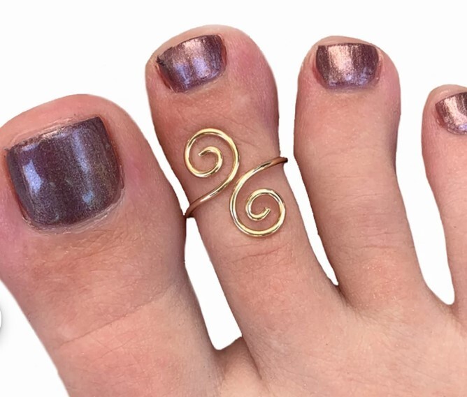 Valentine’s Daily Use Solid Metal Women’s Double Swirl Toe Ring 925 SS