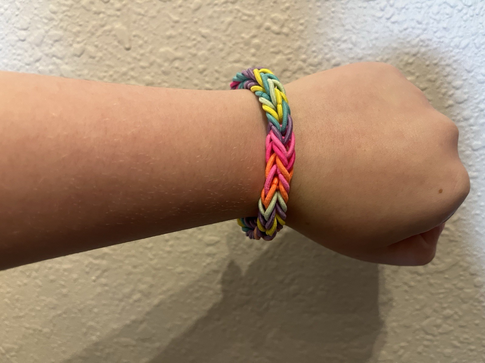 Multicolor Braided Rubber Loom Bracelet, Stackable, No Closure, No Stone