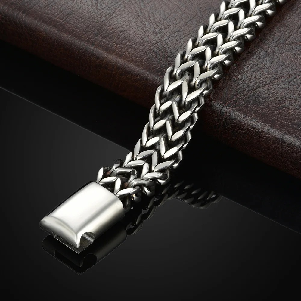1pc -Stainless Steel Braided Men’s Bracelet Cuban Link Chain for Men and Women