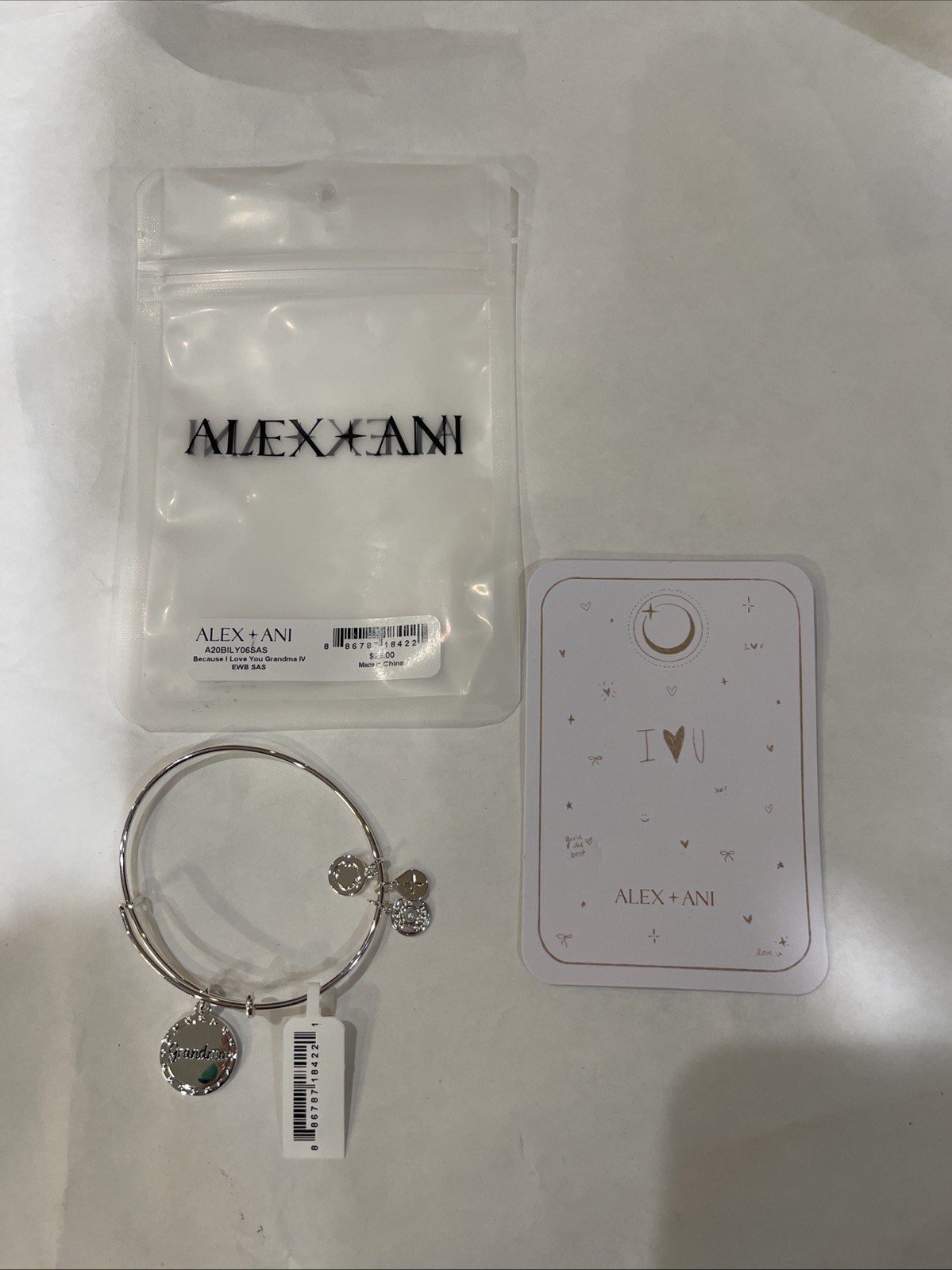 Alex and Ani Because I Love You Grandma IV EWB, SAS, Shiny Antique Silver New