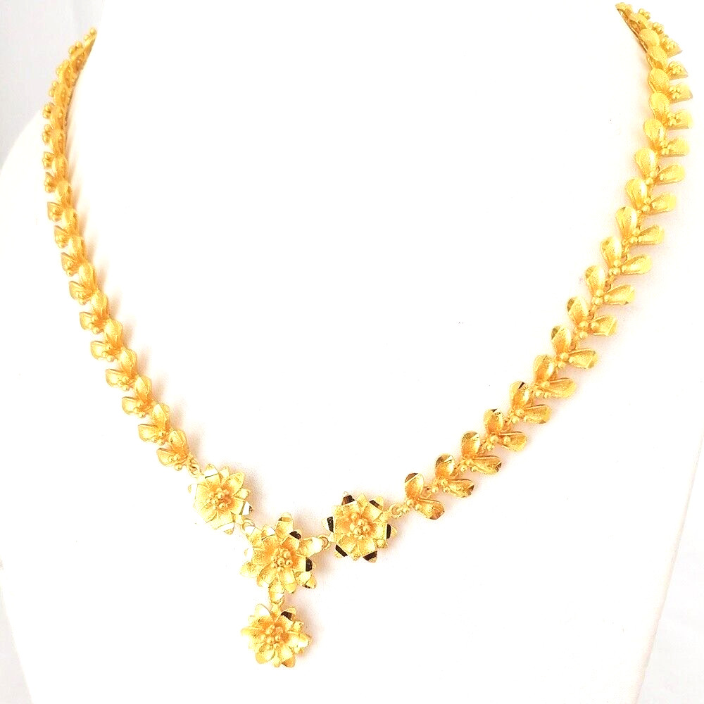 Wicuas​17​ Gold Plated Flower Chain Necklace Hypoallergenic​ Short 20 ​IN​ Thai