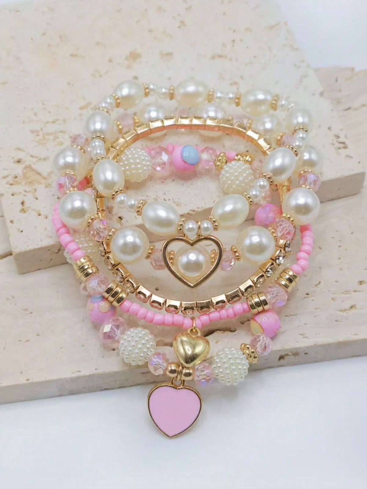 5 PCS Bohemian Stackable Beaded Bracelets Set for Women Girl Multicolor Stretch