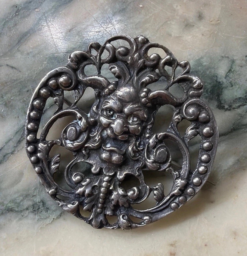 Vintage large sterling Silver Cini Green Man Demon Brooch/pin 2” – Acid tested