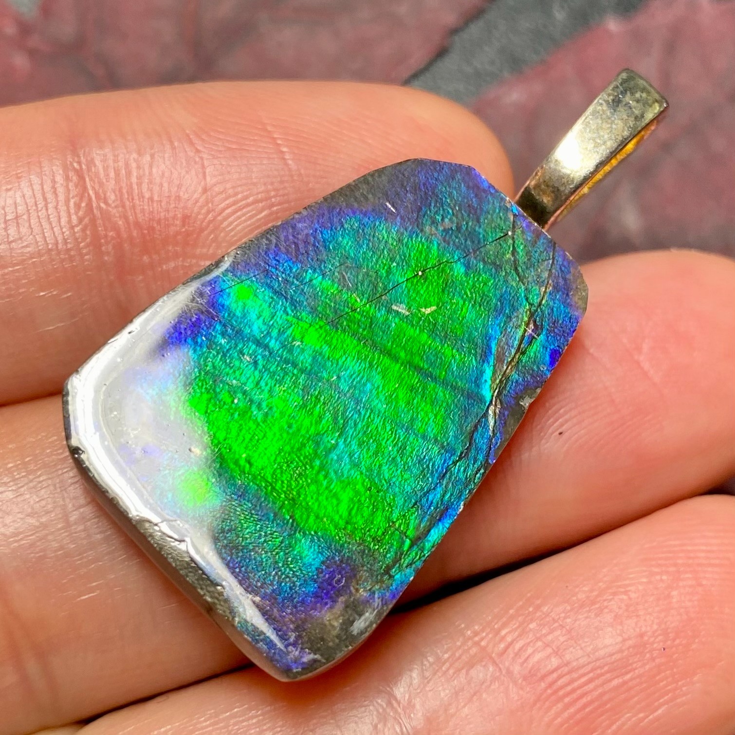 Ammolite Pendant Jewelry Genuine Canadian Gemstone Gift for Mom Multiple Options