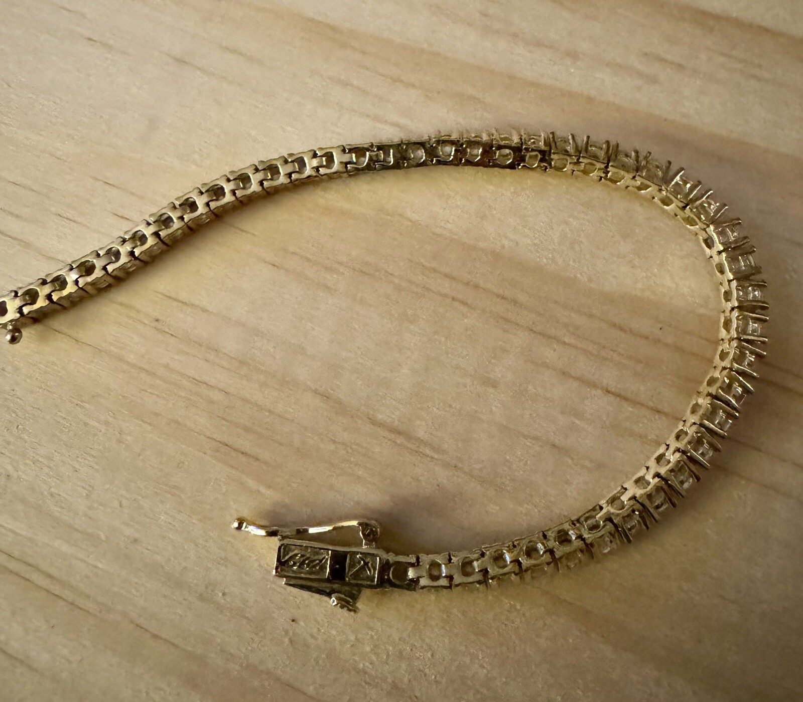 GLD Shop Gold Plated Cubic Zirconia Tennis Bracelet 5.75” Long, 3mm Wide