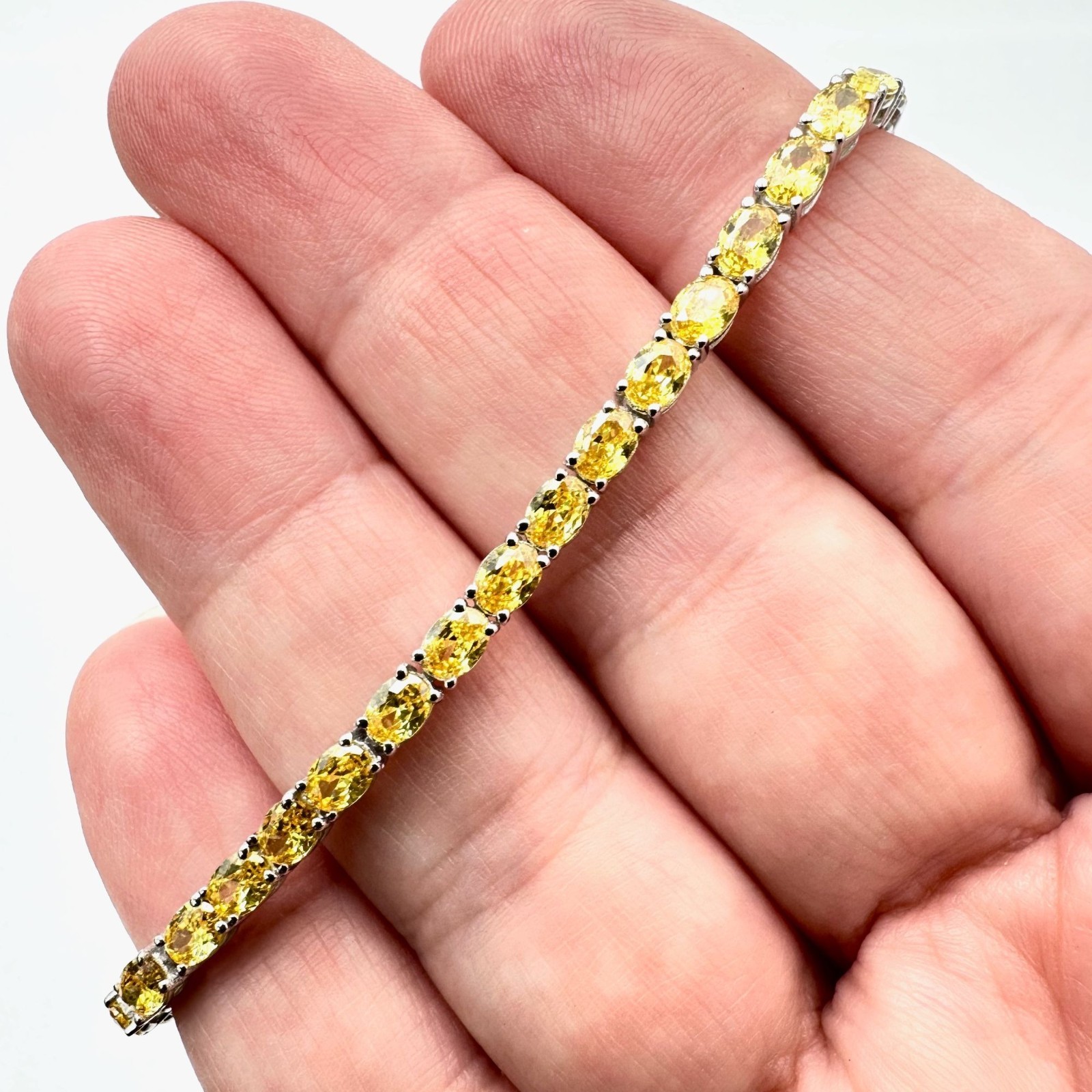 JTV Simulated Canary Diamond Sterling Silver Tennis Bracelet 7 Inch New