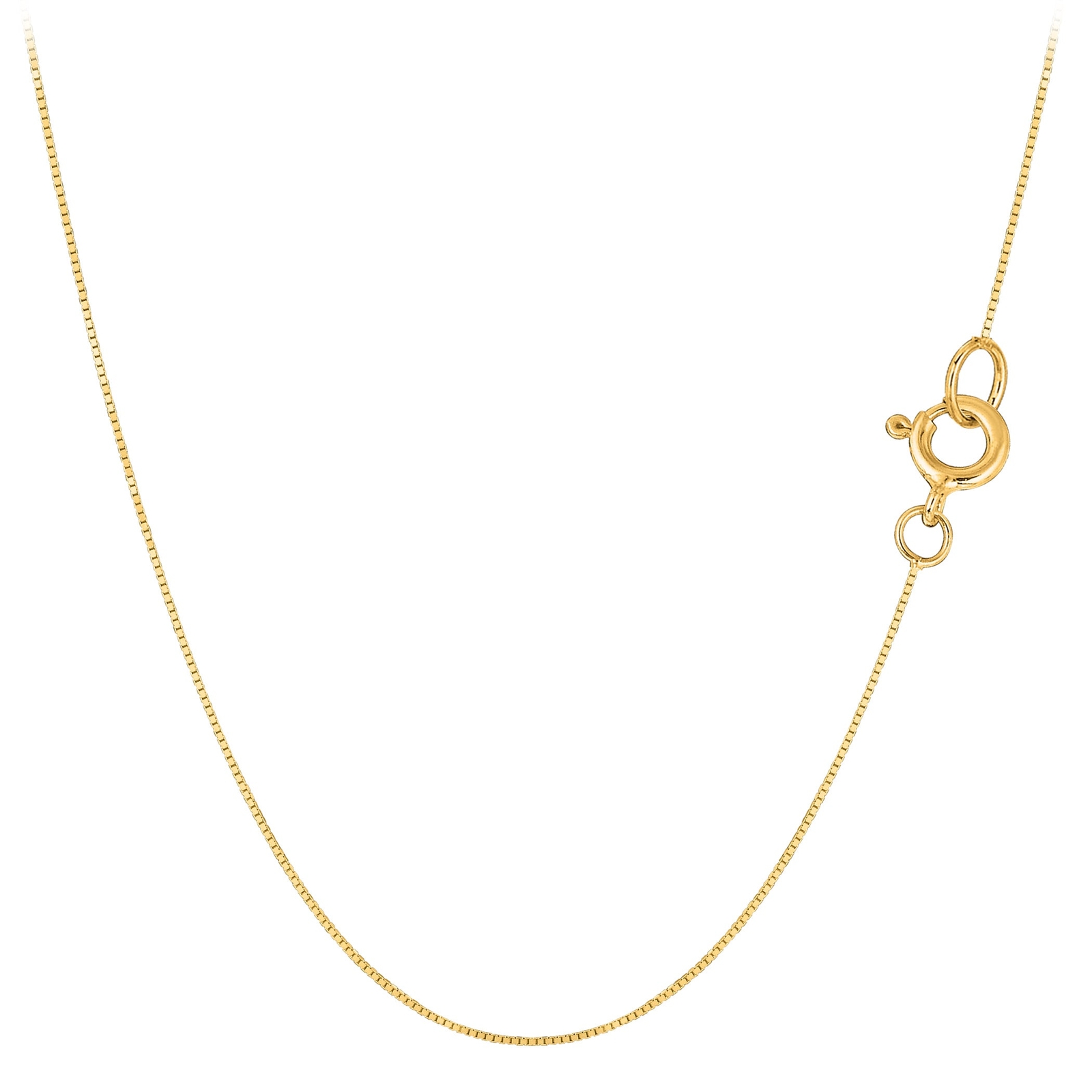 10k Solid Real Gold Mirror Box Chain Necklace, 0.45mm (20 Inches, Yellow Gold)