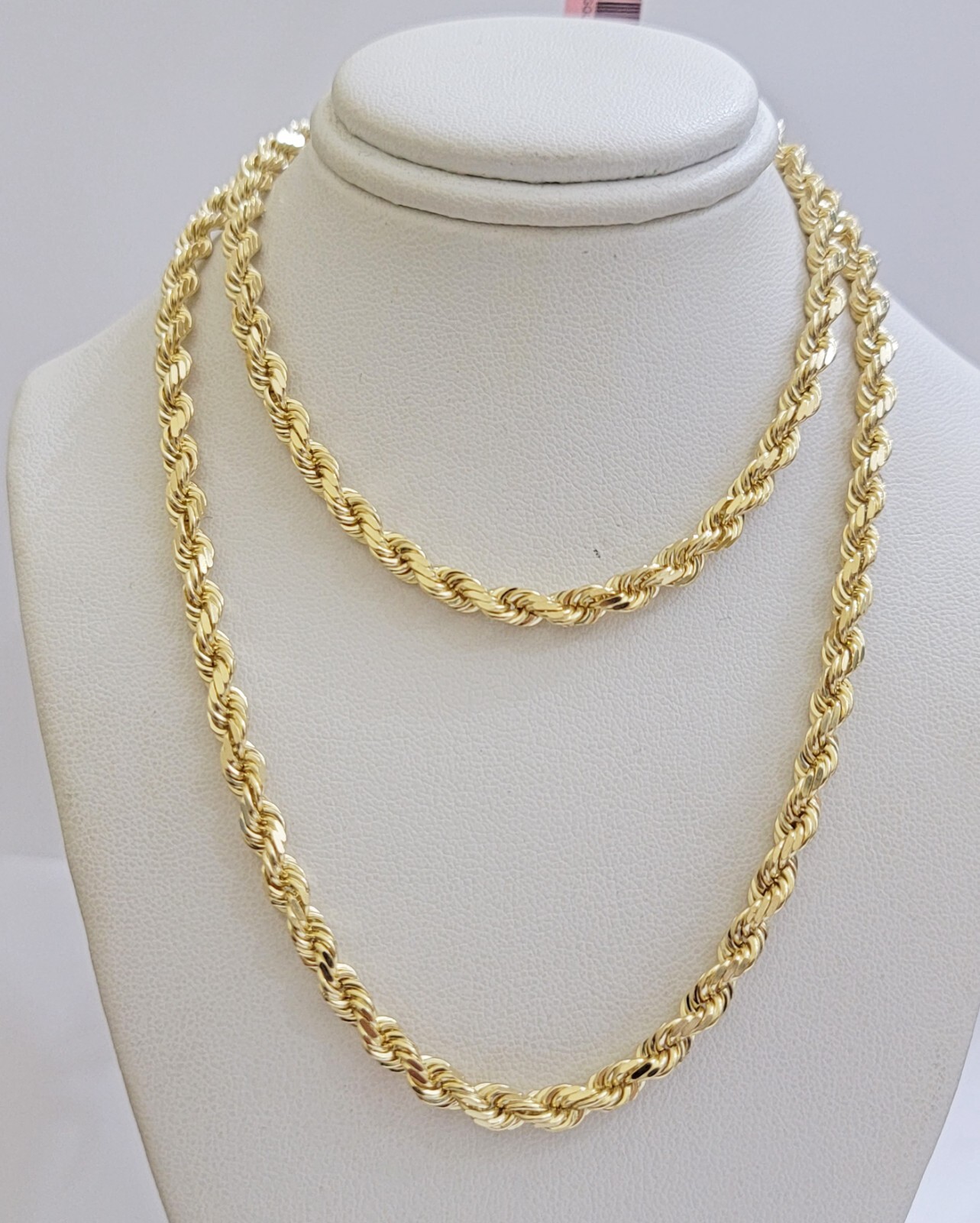 Real 14k Yellow Gold Rope Chain Necklace 5mm 18- 26 Inch Diamond Cut SOLID 14K