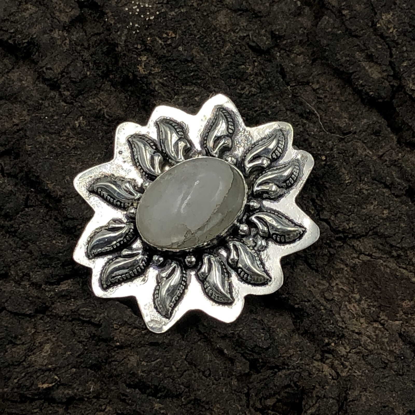 Rainbow Moonstone Natural Pendant Handcrafted Silver Unique Gift 1.65″