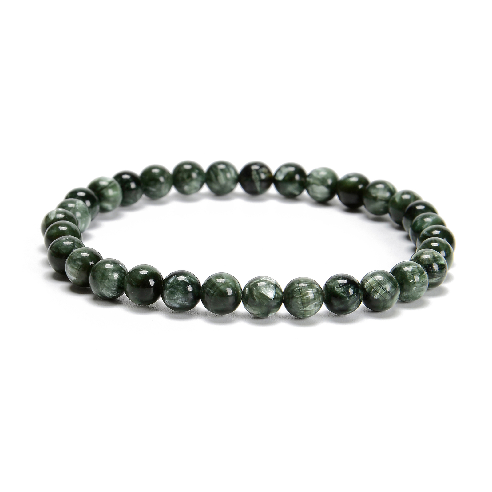 Grade AAA Seraphinite Smooth Round Beaded Bracelet Size 6mm 7.5” Length