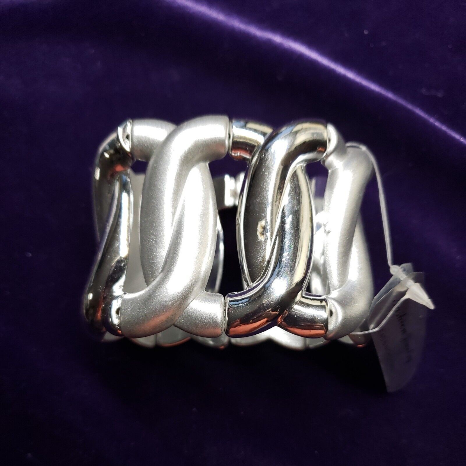 Silver Tone Acrylic Large Fashion Jewelry Bracelet, Lead & Nickel Free, with tag