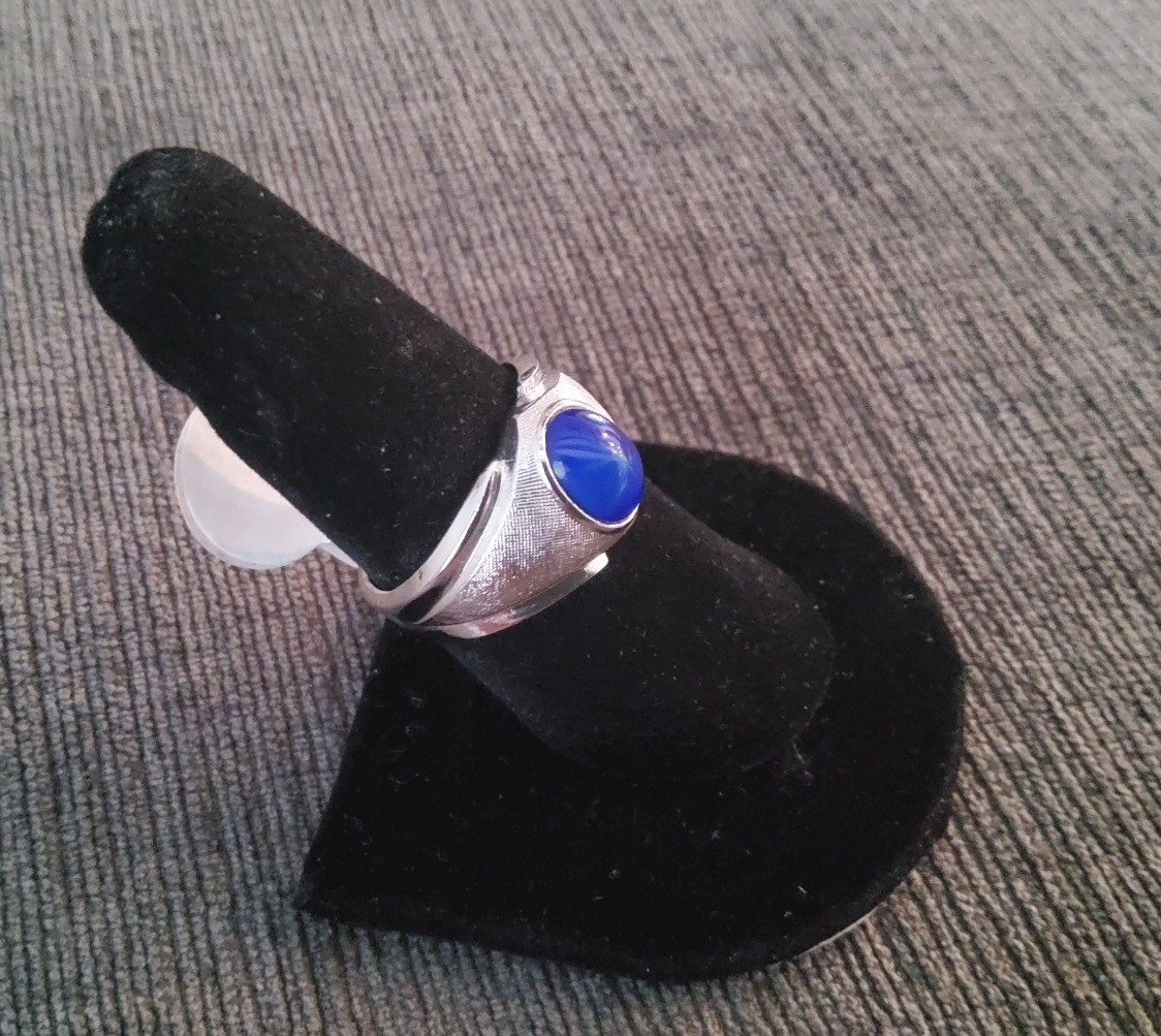 Park Lane Special VAULT RING Simulated STAR SAPPHIRE in Rhodium Silver – SZ 8