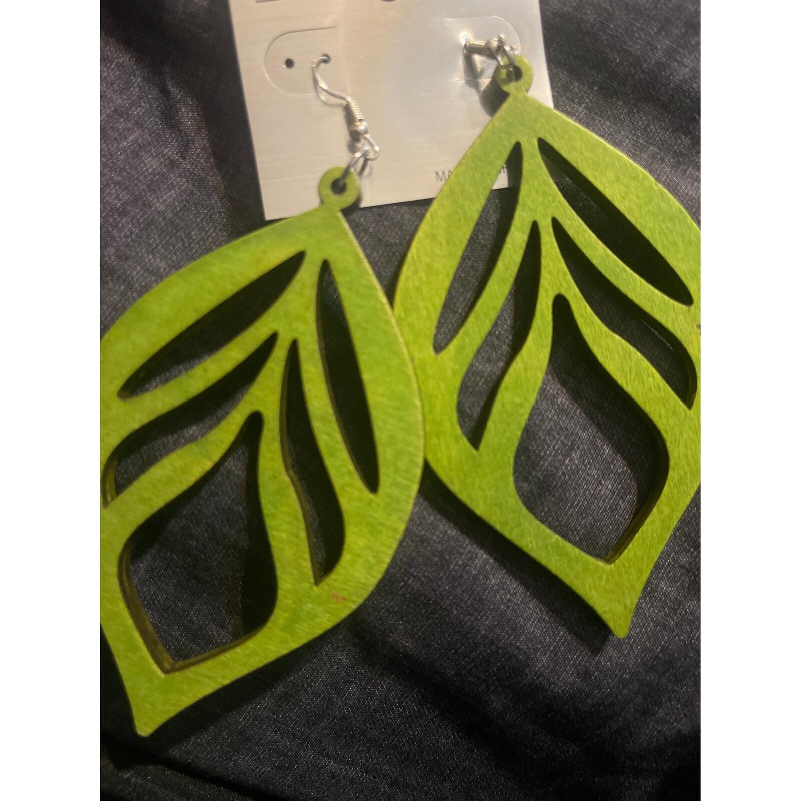 Purple Leaf Wood Earrings