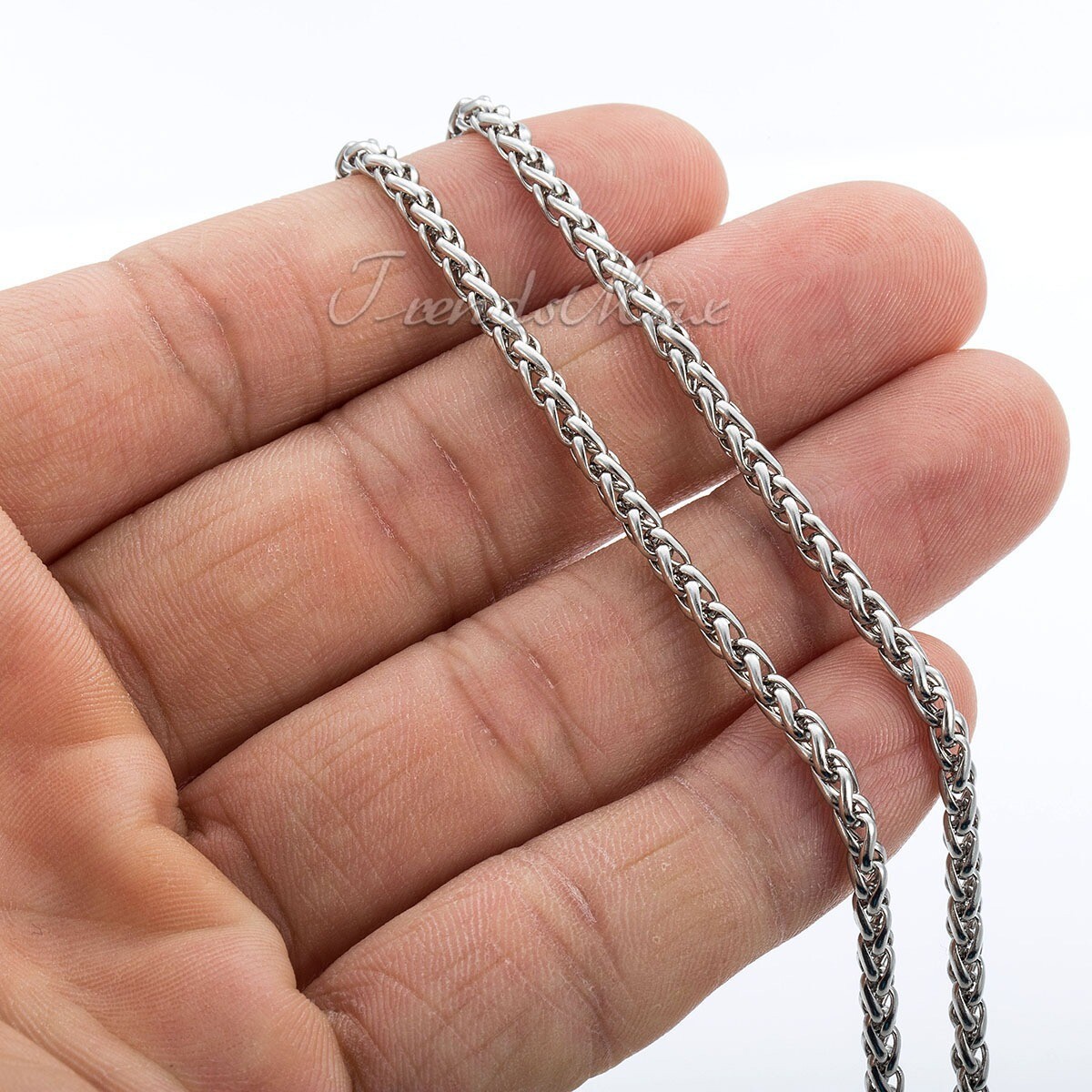 4/5MM Wheat Link Chain Stainless Steel Necklace Mens Womens 18/20/22/24/28 inch